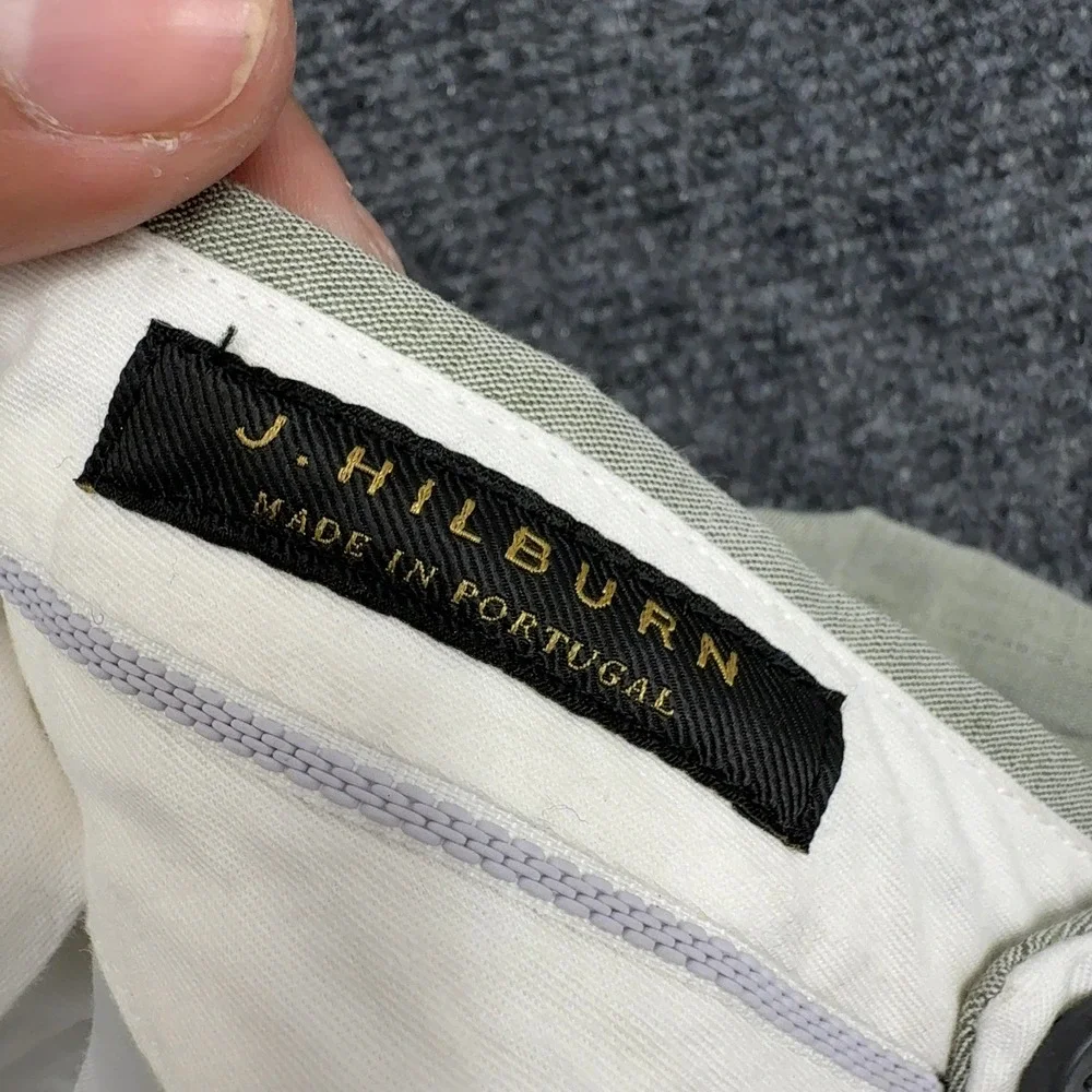 J Hilburn Trousers Mens 31 Beige Linen Cotton Flat Front Custom Dress Casual